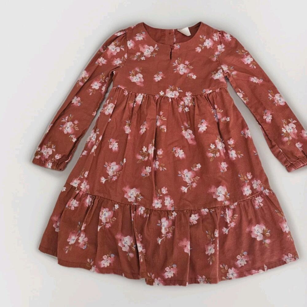 OshKosh B'gosh Girls Floral Ruffle Dress - Long Sleeves - Fully Lined / Size 5T